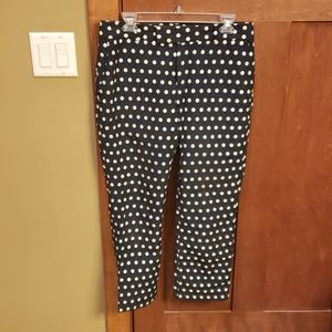 BR navy blue w/cream polka dots ankle length pants